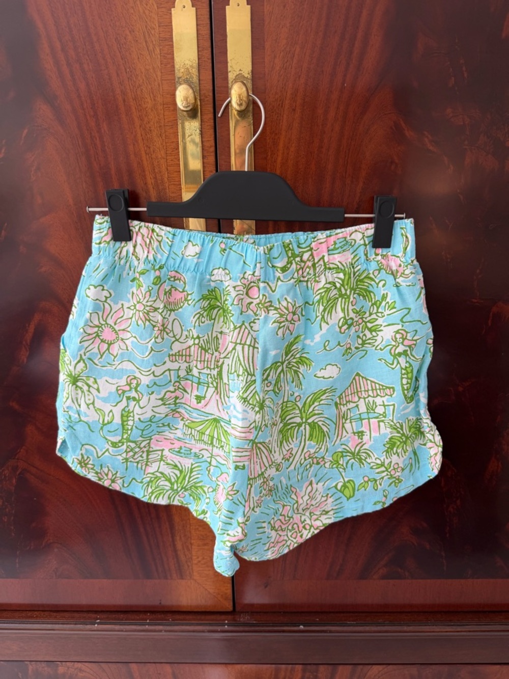 Lilly Pulitzer Sea View Linen Button Down & Elodey Shorts Set Sunbathers Bliss M - Picture 9 of 14